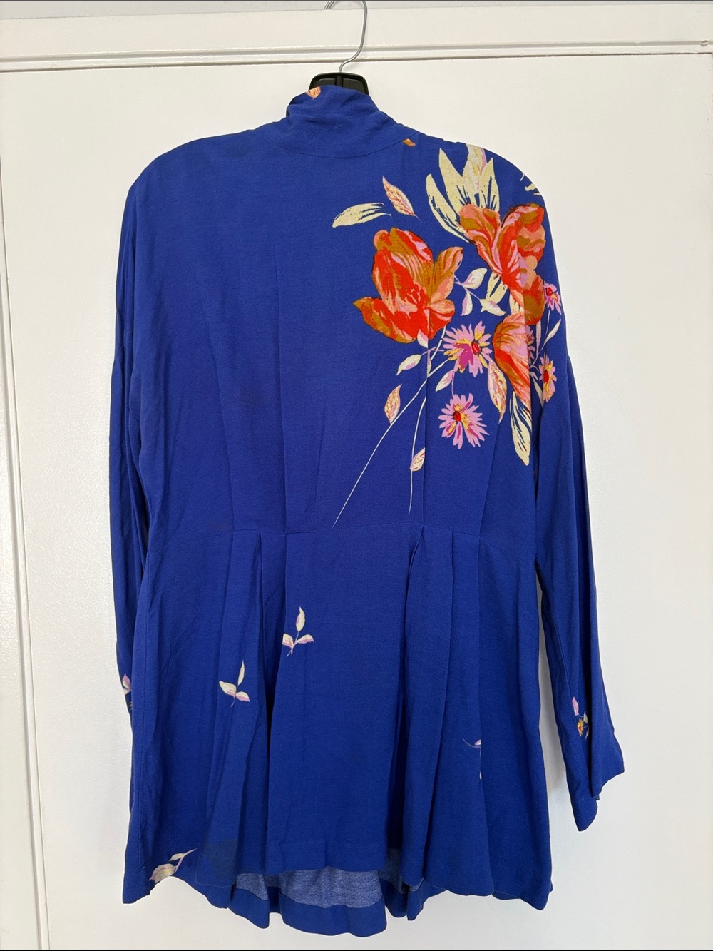 Free People Gemme Floral Blue Tunic Long Sleeve Mini Dress Size Small